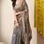 Women's blue embellished silk blend saree with unstitched blouse piece
