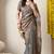 Women's blue embellished silk blend saree with unstitched blouse piece
