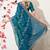 Women's blue embellished silk blend saree with unstitched blouse piece