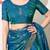 Women's blue embellished silk blend saree with unstitched blouse piece