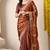 Women's rust embellished silk blend saree with unstitched blouse piece