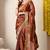 Women's rust embellished silk blend saree with unstitched blouse piece