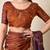 Women's rust embellished silk blend saree with unstitched blouse piece