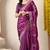 Women's magenta embellished silk blend saree with unstitched blouse piece