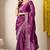 Women's magenta embellished silk blend saree with unstitched blouse piece