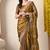 Women's mustard embellished silk blend saree with unstitched blouse piece