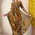 Women's mustard embellished silk blend saree with unstitched blouse piece