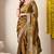Women's mustard embellished silk blend saree with unstitched blouse piece