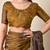 Women's mustard embellished silk blend saree with unstitched blouse piece