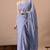 Women's lavender floral print georgette saree with unstitched blouse piece