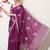 Women's magenta embellished georgette saree with unstitched blouse piece