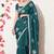 Women's green embellished georgette saree with unstitched blouse piece