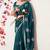 Women's green embellished georgette saree with unstitched blouse piece