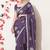 Women's purple embellished georgette saree with unstitched blouse piece