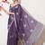 Women's purple embellished georgette saree with unstitched blouse piece
