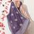 Women's purple embellished georgette saree with unstitched blouse piece