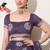 Women's purple embellished georgette saree with unstitched blouse piece