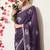Women's purple embellished georgette saree with unstitched blouse piece