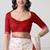 Women's white block print chiffon saree with unstitched blouse piece