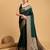 Dark green zari work pure silk saree with blouse