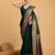 Dark green zari work pure silk saree with blouse