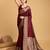 Maroon zari work pure silk saree with blouse