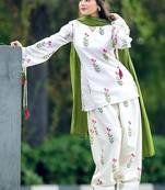 White cotton printed kurta pant set