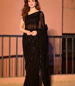 Black Sequinned Embellished Fusion Saree with blouse 