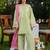 Pista green roman silk heavy thread embroidery work with printed dupatta kurta pant set