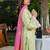 Pista green roman silk heavy thread embroidery work with printed dupatta kurta pant set