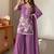 Lavender chinon heavy thread embroidery work kurta palazzo set