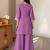 Lavender chinon heavy thread embroidery work kurta palazzo set