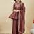 Brown vichitra silk heavy thread embroidery work kurta palazzo set