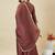 Brown vichitra silk heavy thread embroidery work kurta palazzo set
