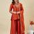 Orange vichitra silk heavy thread embroidery work kurta palazzo set