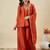 Orange vichitra silk heavy thread embroidery work kurta palazzo set