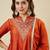 Orange vichitra silk heavy thread embroidery work kurta palazzo set