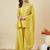 Yellow vichitra silk heavy thread embroidery work kurta palazzo set