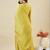 Yellow vichitra silk heavy thread embroidery work kurta palazzo set