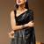 balck Embellished Georgette Sequins work saree with blouse