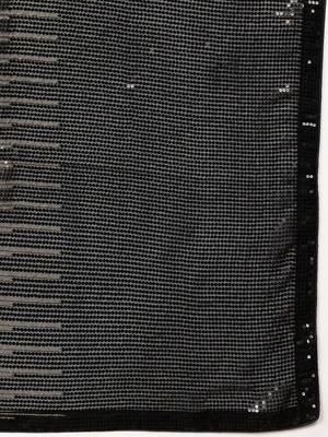 balck Embellished Georgette Sequins work saree with blouse 5