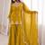 Mustard fandy silk heavy thread embroidery with hot fix work kurta sharara set