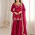 Rani pink fandy silk heavy thread embroidery with hot fix work kurta sharara set