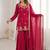 Rani pink fandy silk heavy thread embroidery with hot fix work kurta sharara set