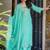 Turquoise chinon foil print kurta palazzo set