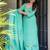Turquoise chinon foil print kurta palazzo set
