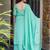 Turquoise chinon foil print kurta palazzo set