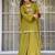 Olive chinon foil print kurta palazzo set