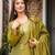 Olive chinon foil print kurta palazzo set
