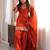Orange fandy silk heavy thread embroidery work kurta pant set